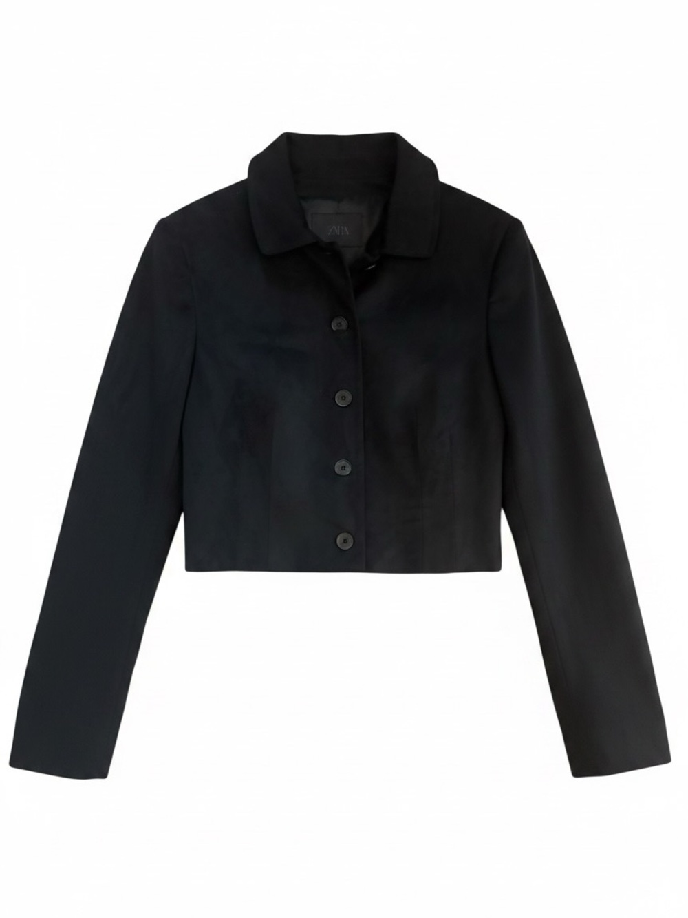 Zara Cropped Faux Suede Blazer Jacket Women’s Small Brown Tailored Chic Boho
